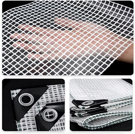 Heavy-Duty Waterproof Mesh Reinforced Transparent Polyethylene Sheeting Clear Tarpaulin Multipurpose