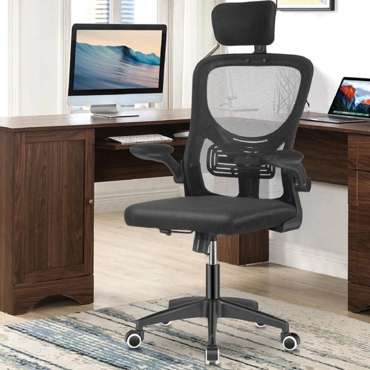 Mesh Office Chair with Adjustable Headrest, Ergonomic Swivel Computer Chair