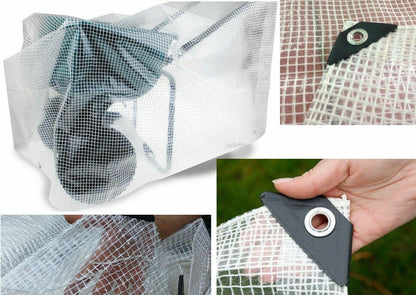 Heavy-Duty Waterproof Mesh Reinforced Transparent Polyethylene Sheeting Clear Tarpaulin Multipurpose