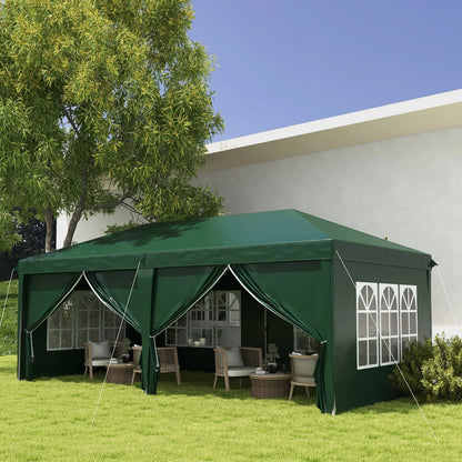 3x6m Pop Up Gazebo Party Tent Canopy Marquee with Storage Bag Green