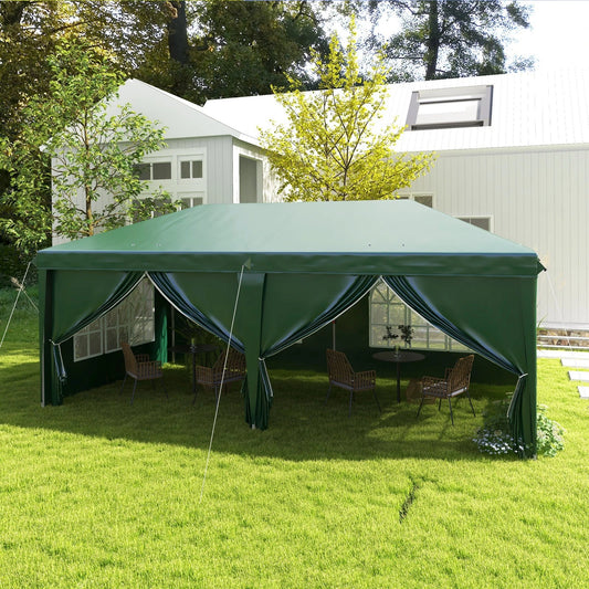 3x6m Pop Up Gazebo Party Tent Canopy Marquee with Storage Bag Green