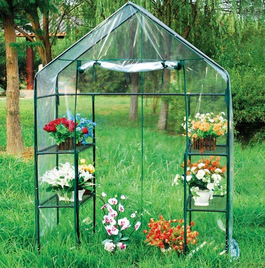 Walk In Greenhouse Grow House Plants Protector Reinforced PVC Cover 4 Shelves