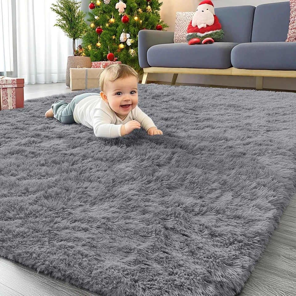 Fluffy Rugs Large Shaggy Rug Bedroom Living Room Anti Slip Soft Carpet