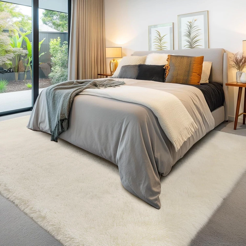 Fluffy Rugs Large Shaggy Rug Bedroom Living Room Anti Slip Soft Carpet