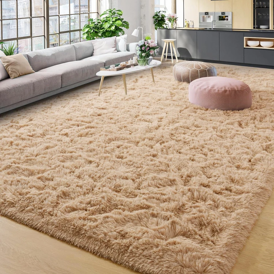 Fluffy Rugs Large Shaggy Rug Bedroom Living Room Anti Slip Soft Carpet
