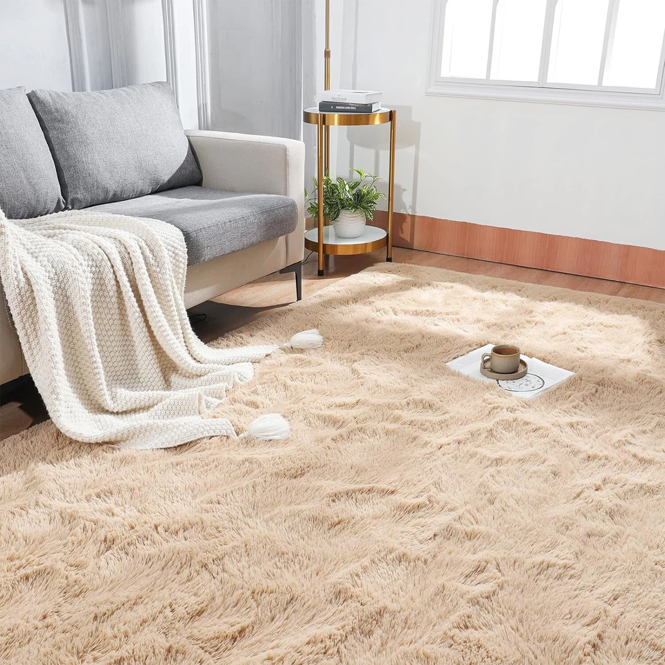 Fluffy Rugs Large Shaggy Rug Bedroom Living Room Anti Slip Soft Carpet