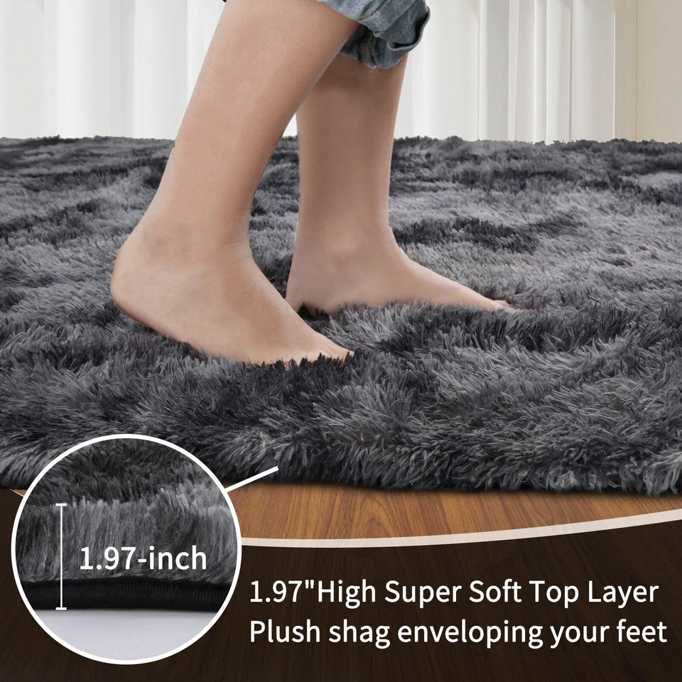 Fluffy Rugs Large Shaggy Rug Bedroom Living Room Anti Slip Soft Carpet
